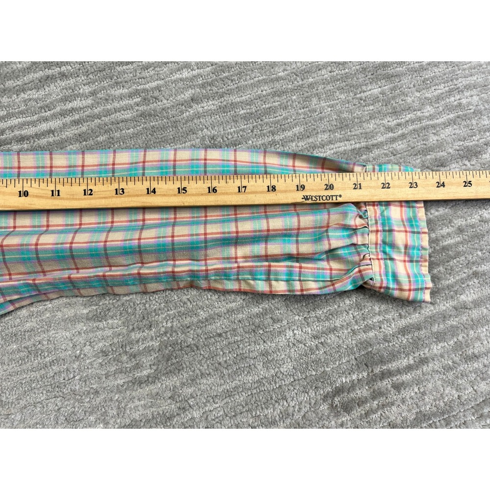 Tem Tex Western Shirt Womens M Multi Color Plaid Puff Sleeve Button Up Vintage - Picture 10 of 14
